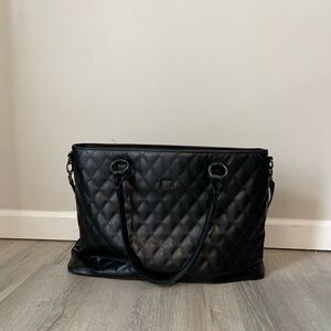Elegant Black Quilted Tote Bag